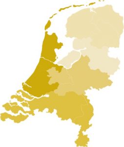 Kaart Nederland met vestigingen van TSN